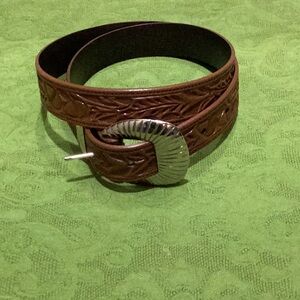 Vintage Western Tooled  Faux Leather Belt